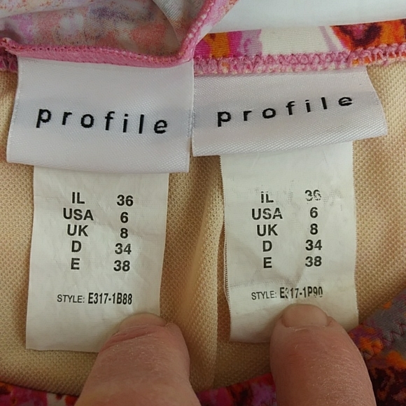 Profile Two Piece Padded Halter Tankini Swimsuit 6 Pink White - Picture 3 of 16